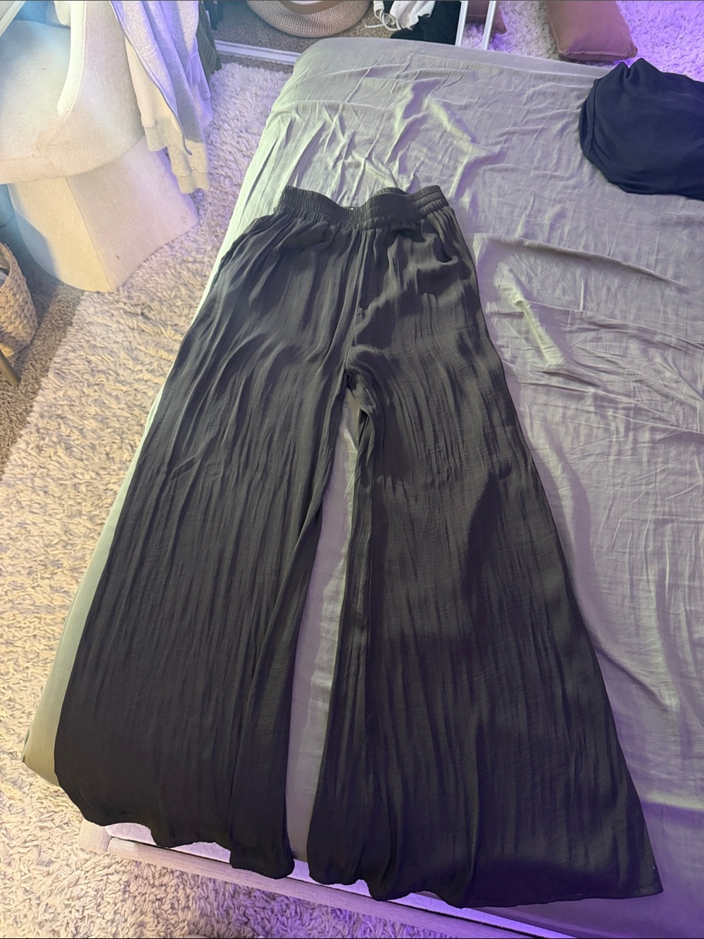 Black Wide-Leg Linen Pants - Zara